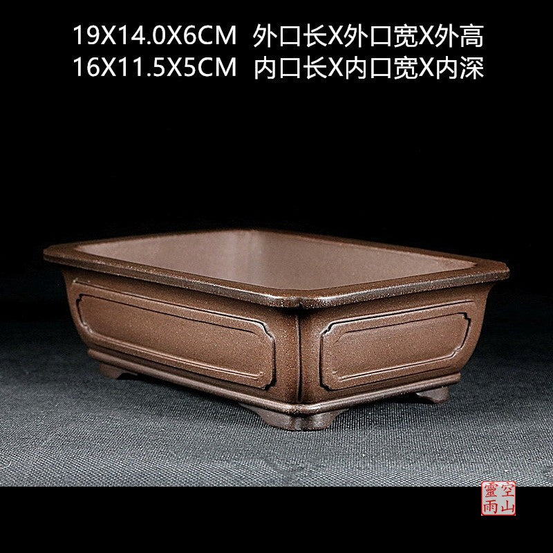 Yixing bonsaipot full handmade antique rectangular purple mud bonsaipot
