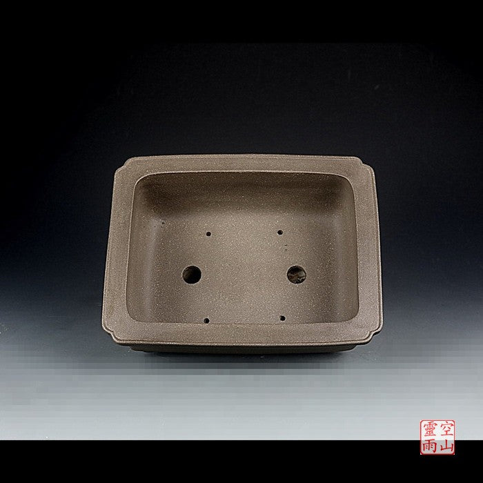 Yixing purple sand pots are all handmade antique Shanggutang rectangular bonsai pots black mud 22CM