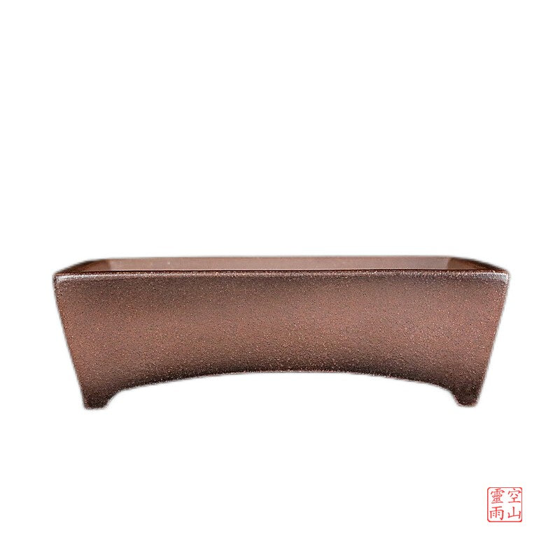 Yixing purple sand bonsai pot handmade antique bridge-shaped shallow bonsaipot rectangular sketch pines and cypresses bonsaipot