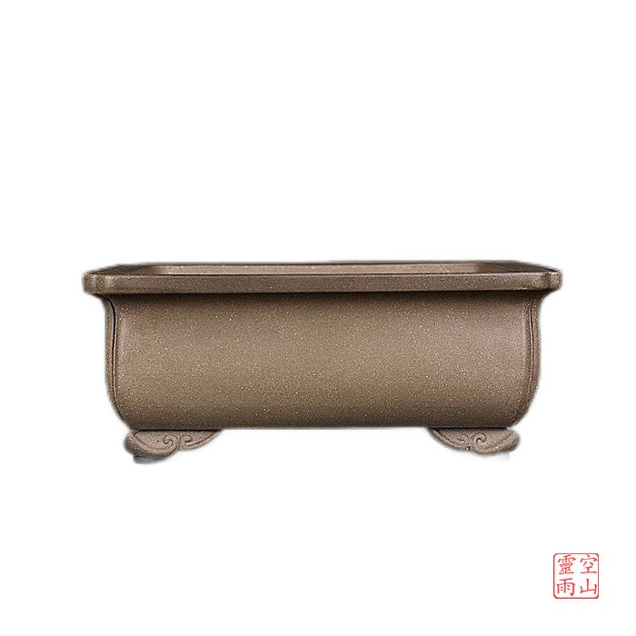 Yixing purple sand pots are all handmade antique Shanggutang rectangular bonsai pots black mud 22CM