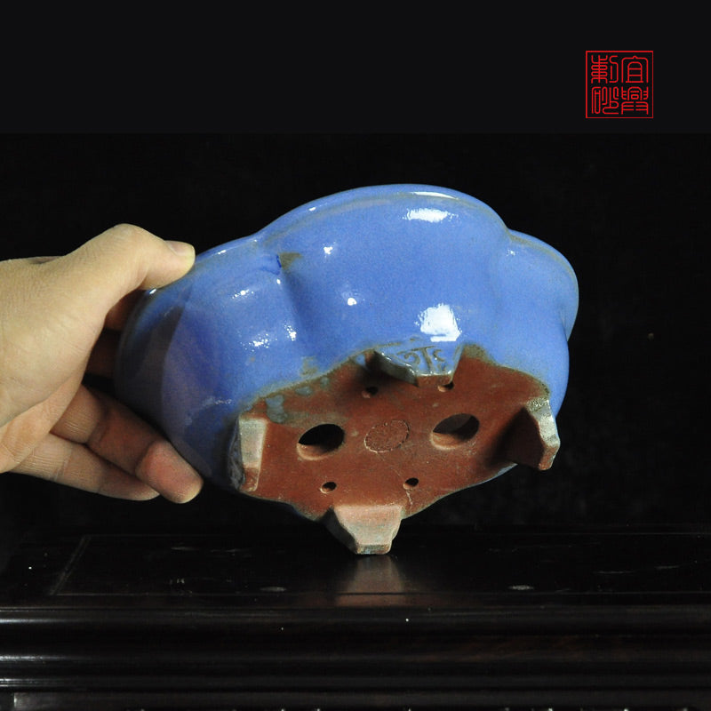 Papaya oval glazed pot yixingpot bonsai pot tokoname