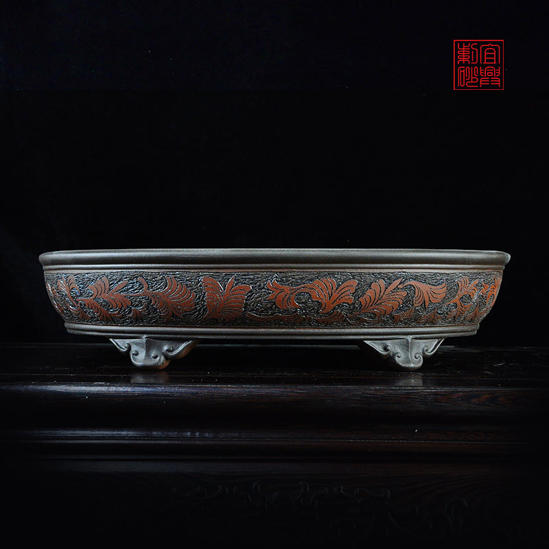 Hand carved oval bonsaipot yixingpot