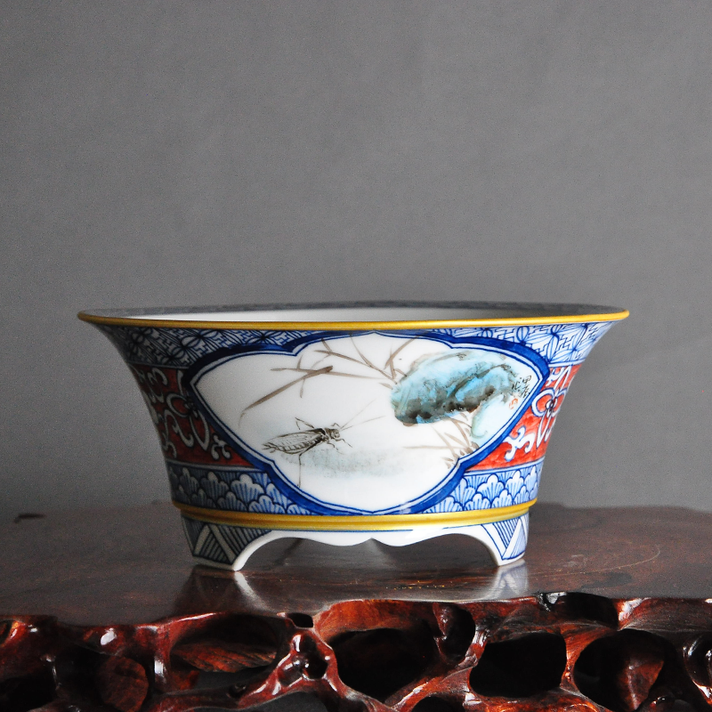 Hand painted round pot made by JieShanTang A-101