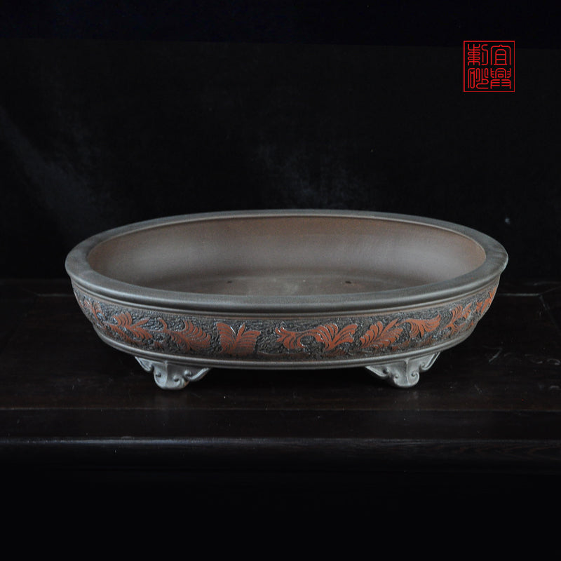 Hand carved oval bonsaipot yixingpot