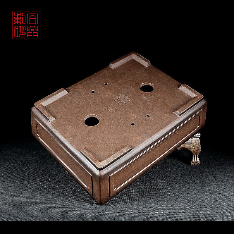 Rectangular Purple Clay pot yixing pot for Black Pine