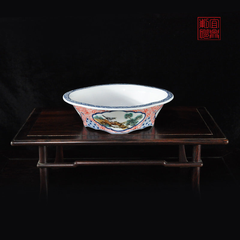 Papaya hand-painted window glaze pot