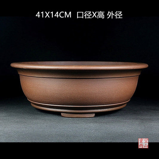 Yixing pot full handmade antique round pill-shaped purple mud