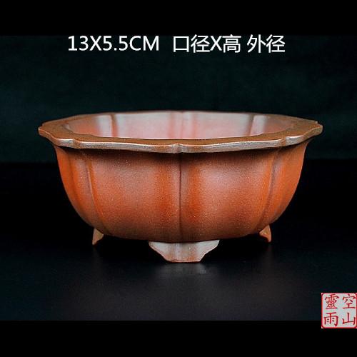 Yixing pot bonsai sketch pot full handmade antique round flower shape refined small pot miniature bonsai