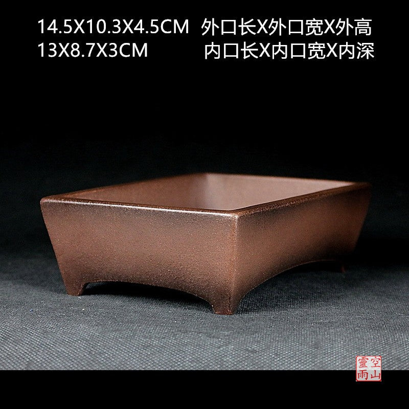 sand bonsai Yixing purple sand bonsai pot handmade antique bridge-shaped shallow b – YiXingpot
