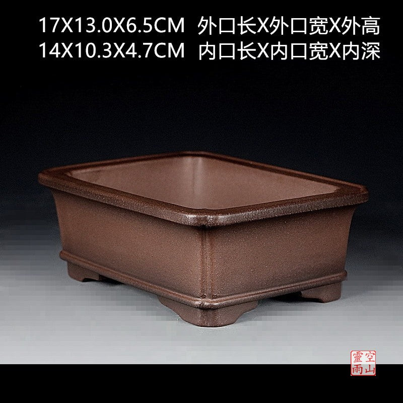 Yixing purple sand boutique flower pot handmade antique rectangular black pine bonsaipot