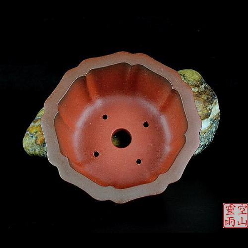 Yixing pot bonsai sketch pot full handmade antique round flower shape refined small pot miniature bonsai