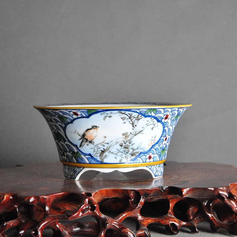 Hand painted round pot made by JieShanTang A-102