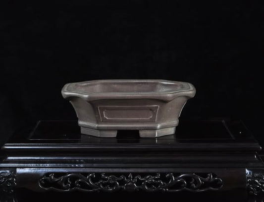 Black clay rectangular pot juniper pot （including shipping)