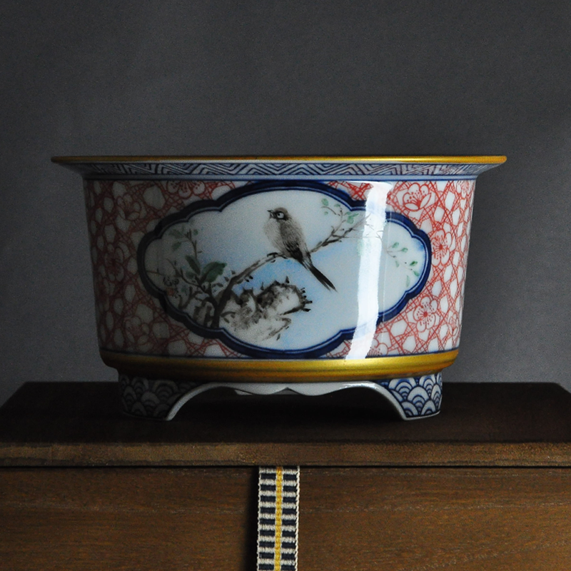 High temperature hand painted round glaze pot made by NianYue（拈月）