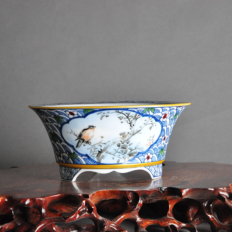 Hand painted round pot made by JieShanTang A-102