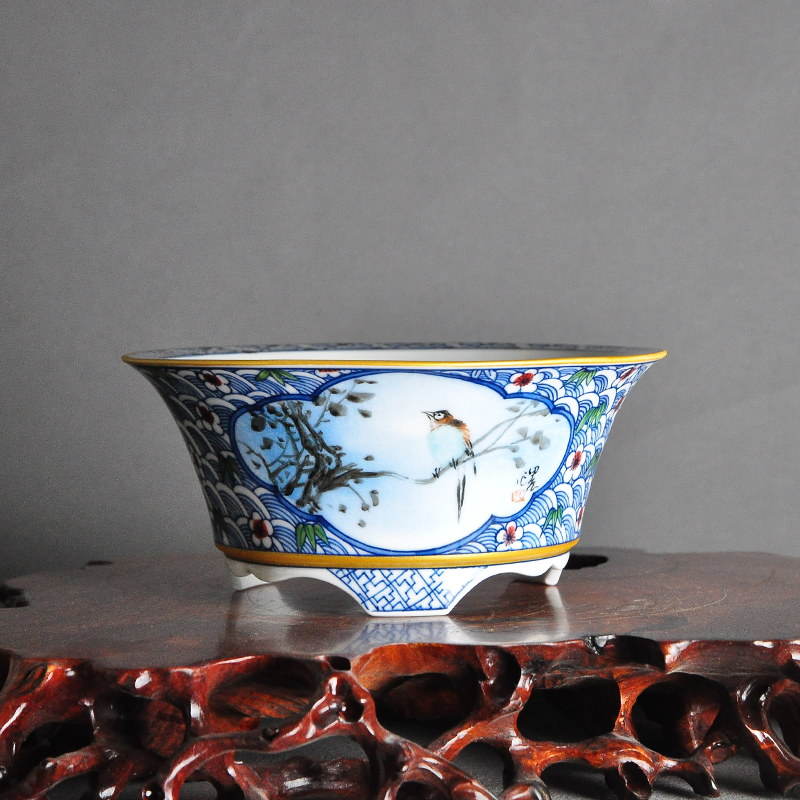 Hand painted round pot made by JieShanTang A-102