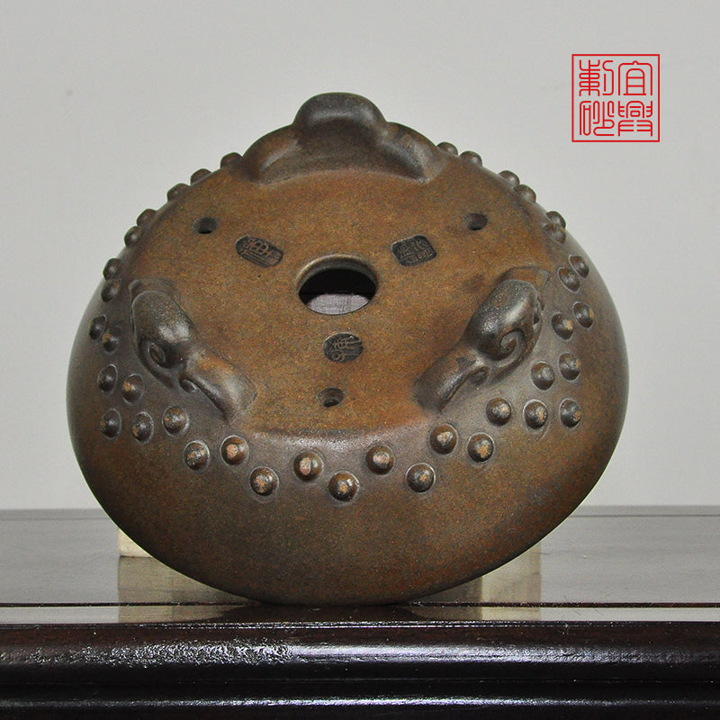 Round drum nail tripod pot handmade bonsaipot